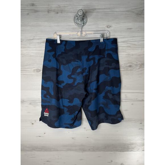 Reebok CrossFit Shorts Mens Large Blue Camo Board Shorts Drawstring Pocket - Picture 7 of 12